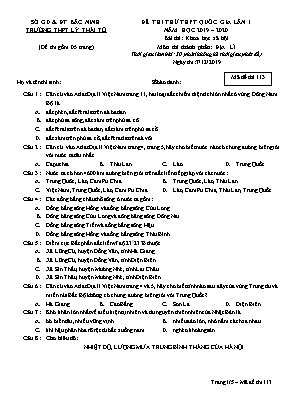 Đề thi thử THPT Quốc gia môn Địa lý lần 1 - Mã đề 113 - Năm học 2019-2020 - Trường THPT Lý Thái Tổ (Có đáp án)